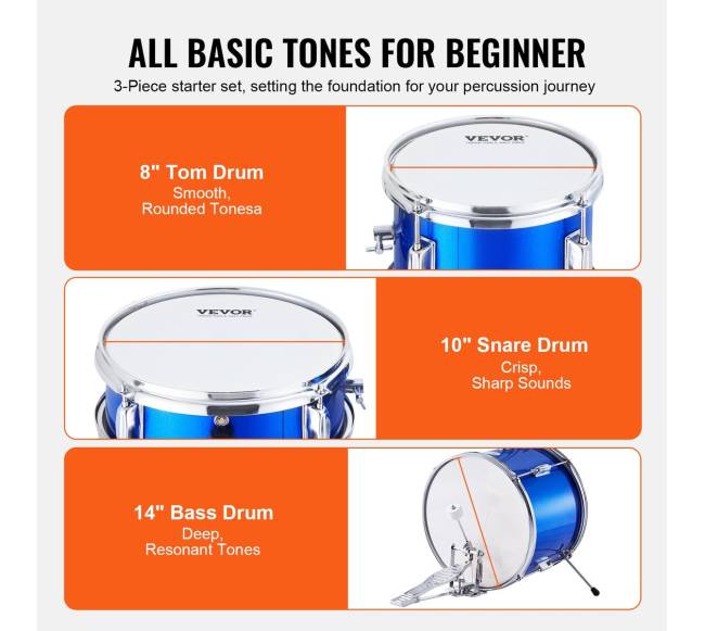 Vaikiškas būgnų komplektas 3 dalių mėlynas2