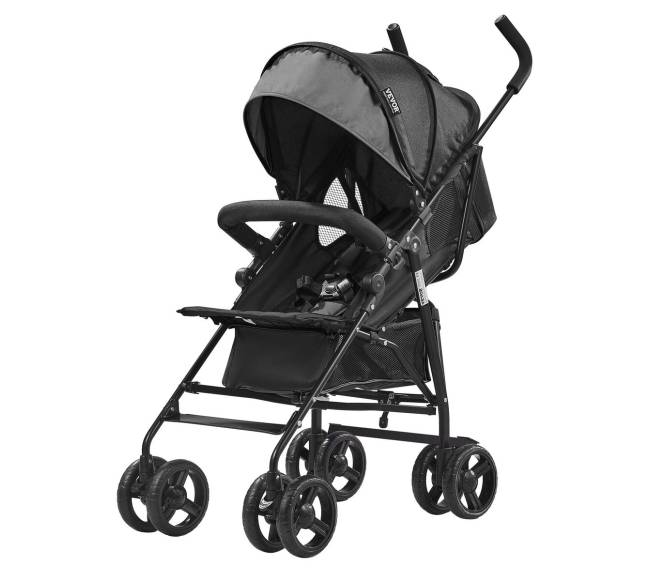 Lengvai sulankstomas vežimėlis reguliuojama atlošu pilkajuoda0