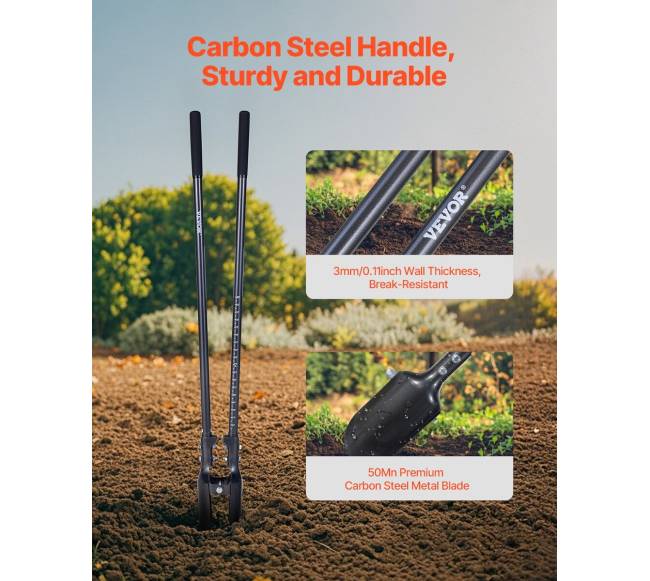 Duobės kasimo įrankis su plieno rankena1