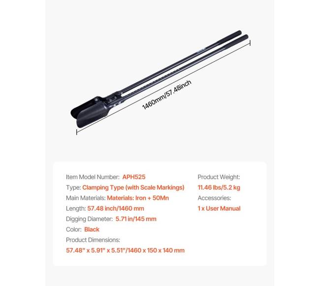 Duobės kasimo įrankis su plieno rankena6