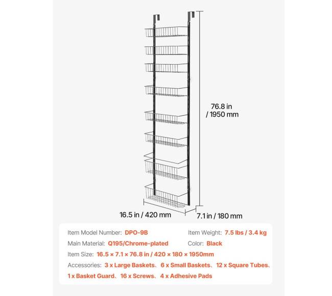 9 dalių už durų sandėliuko organizatorius6