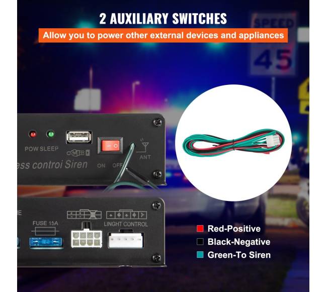 400W garsinis automobilių policijos garsiakalbis su 8 garsais4