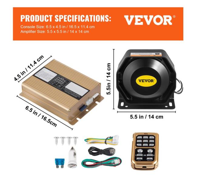 400W garsinis automobilių policijos garsiakalbis su 8 garsais6