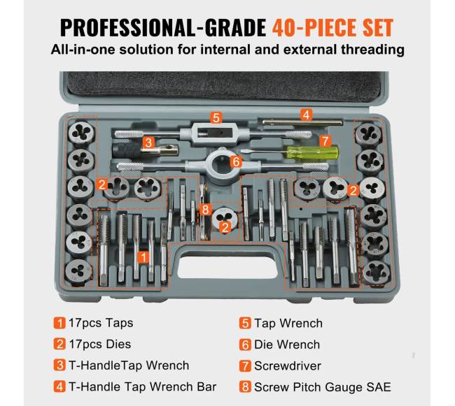 40 dalių sriegimo įrankių komplektas3