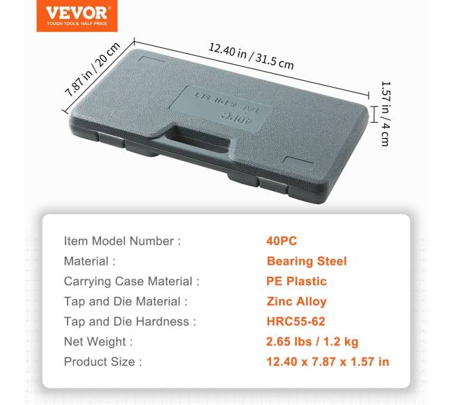 40 dalių sriegimo įrankių komplektas6