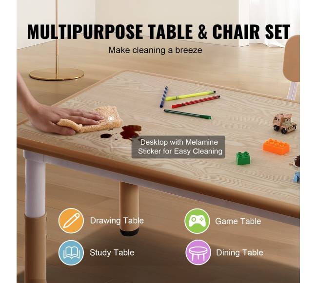 Vaikiškas stalas su 4 kėdėm, reguliuojamas aukštis2