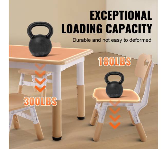 Vaikiškas stalas su 4 kėdėm, reguliuojamas aukštis5