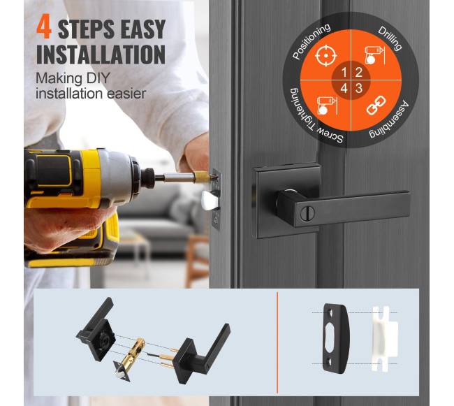 Privatumo durų rankena juoda kvadratinė3