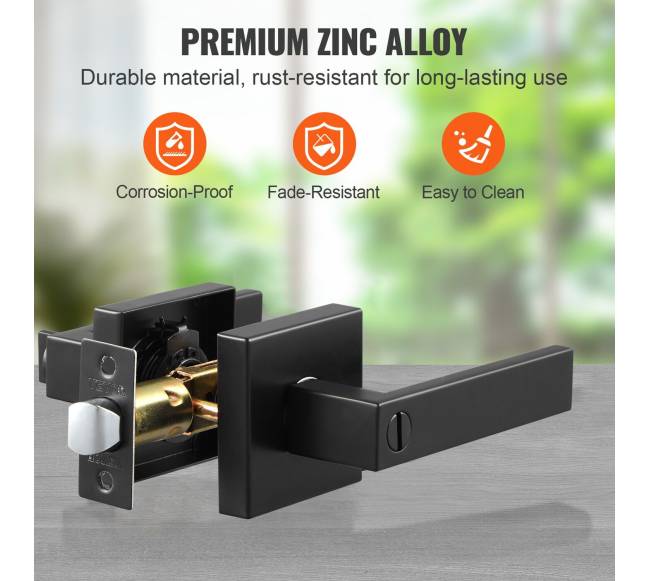 Privatumo durų rankena juoda kvadratinė4