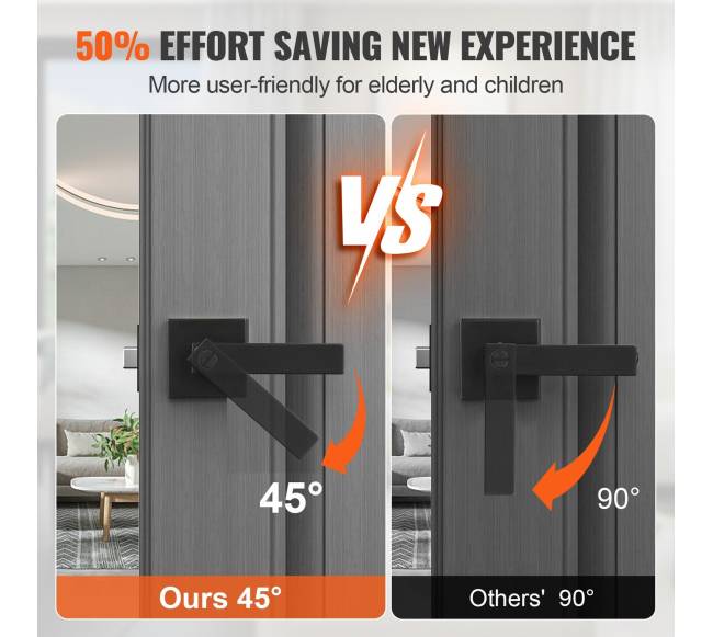 Privatumo durų rankena juoda kvadratinė6