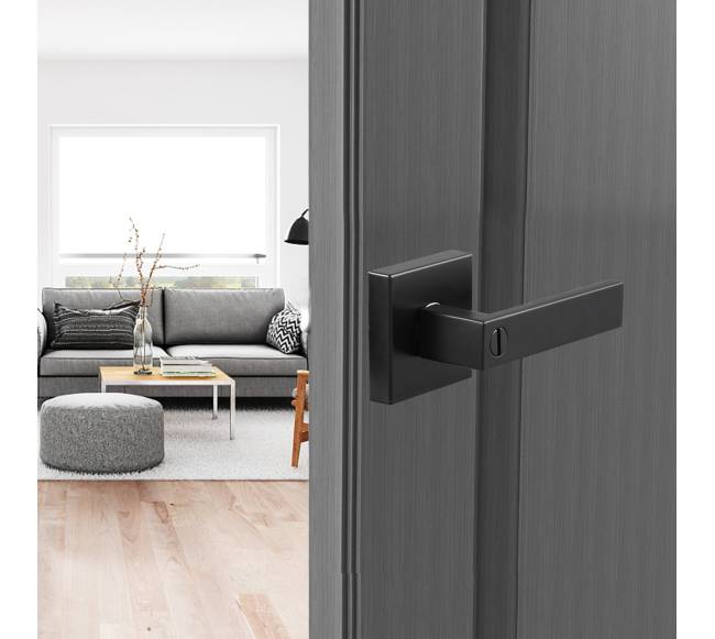 Privatumo durų rankena juoda kvadratinė7