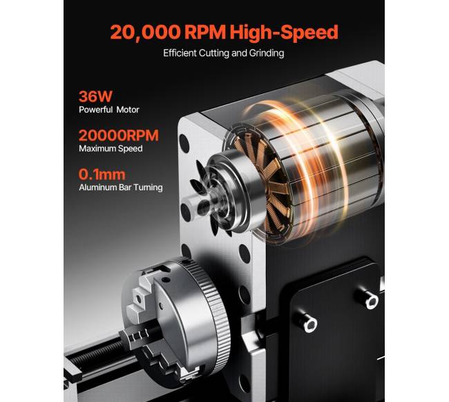 Mini metalo tekinimo staklės 70 x 130 mm, 36W1