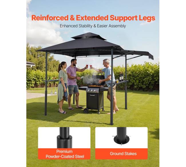 Griliaus pavėsinė 2.43 x 1.5 m su dviem stogais3