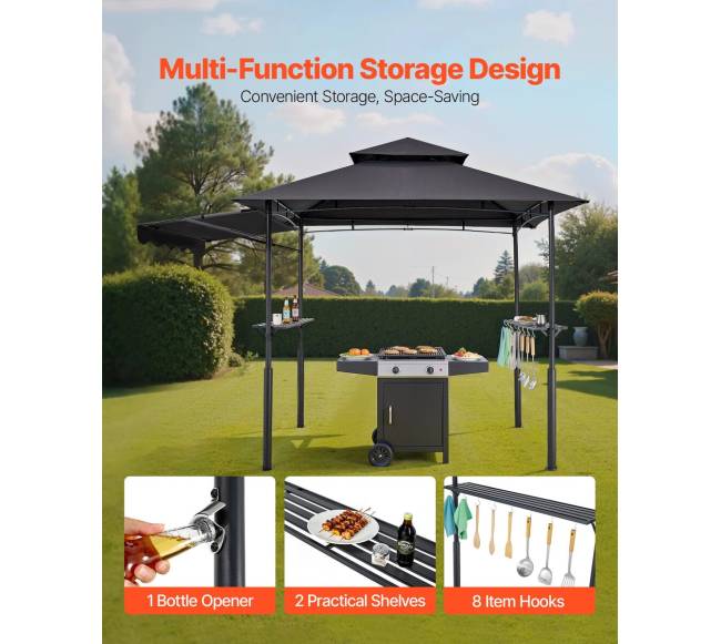 Griliaus pavėsinė 2.43 x 1.5 m su dviem stogais4