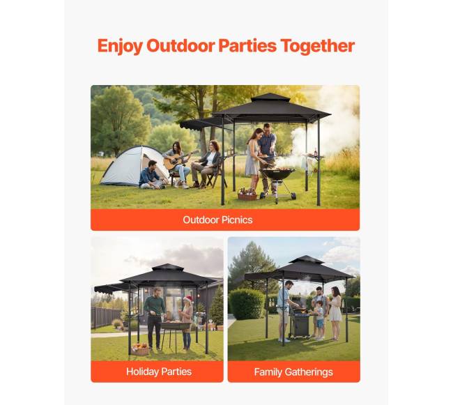 Griliaus pavėsinė 2.43 x 1.5 m su dviem stogais5