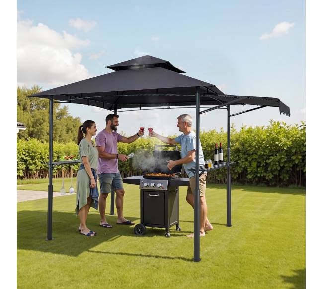 Griliaus pavėsinė 2.43 x 1.5 m su dviem stogais7