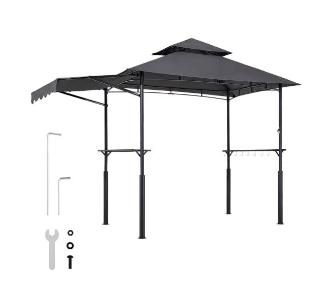 Griliaus pavėsinė 2.43 x 1.5 m su dviem stogais8