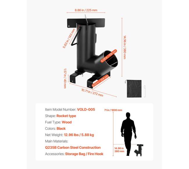 Nešiojama raketinė krosnelė su maišeliu6