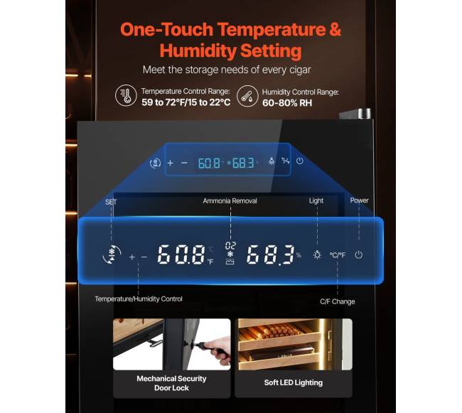 Elektrinis humidoras su vėsinimu ir kontrole1