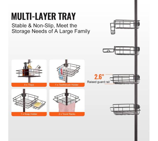 Kampo dušo stovo įtampos stovas, 107–289 cm3