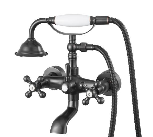 Sieninis vonios maišytuvas su dušu bronza0