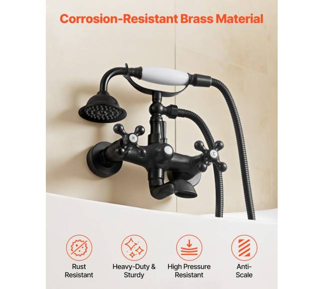 Sieninis vonios maišytuvas su dušu bronza4