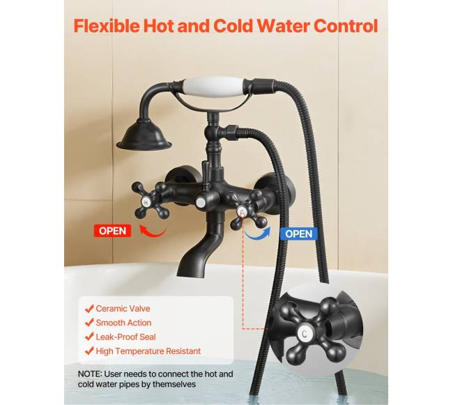 Sieninis vonios maišytuvas su dušu bronza5