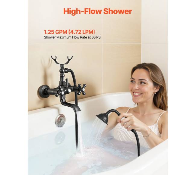 Sieninis vonios maišytuvas su dušu bronza6