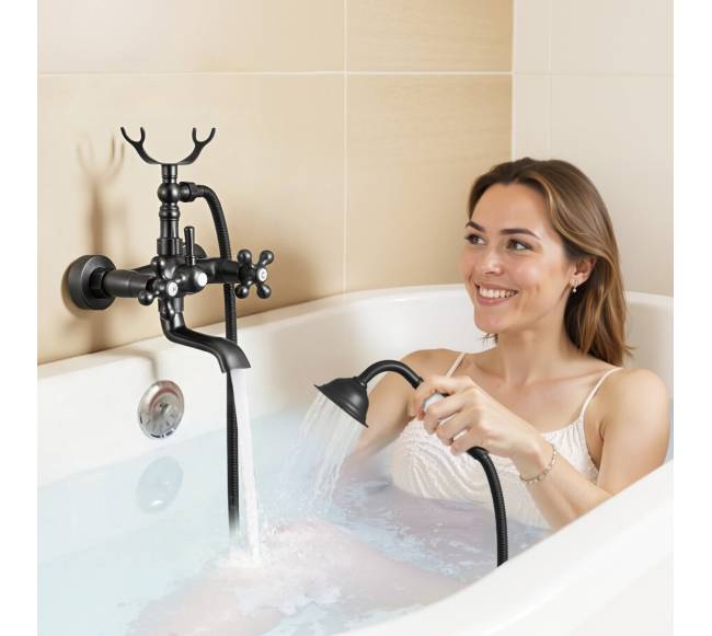 Sieninis vonios maišytuvas su dušu bronza7