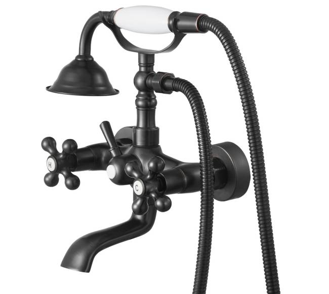 Sieninis vonios maišytuvas su dušu bronza8