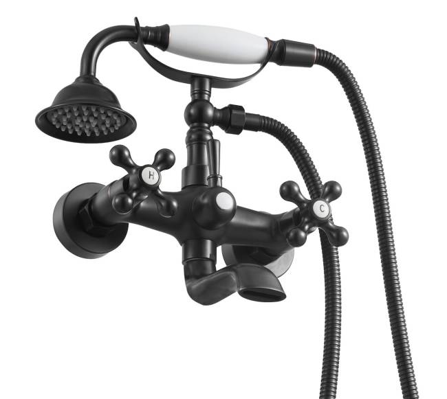 Sieninis vonios maišytuvas su dušu bronza9