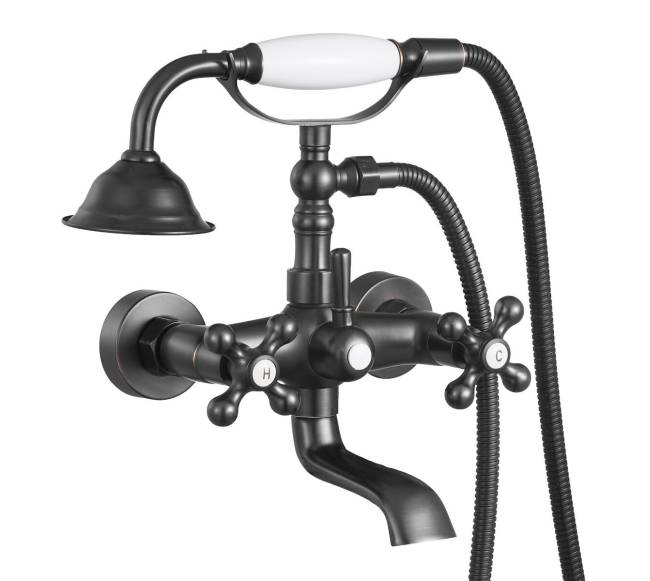 Sieninis vonios maišytuvas su dušu bronza10