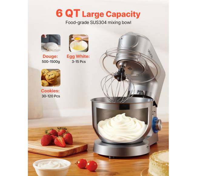 Elektrinis virtuvės mikseris 6 L talpos5
