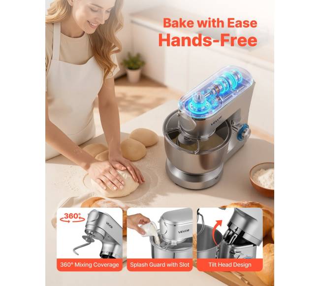 Elektrinis virtuvės mikseris 6 L talpos6