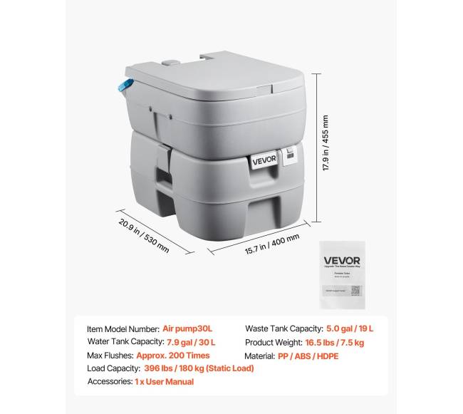 Nešiojamas tualetas su 30L atskiriamu baku6