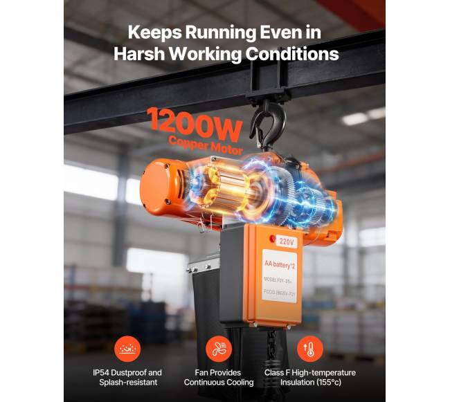 Elektrinis grandinės keltuvas 500 kg 6 m aukščio5