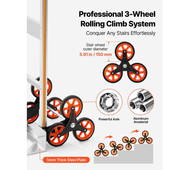 Laiptų kopimo vežimėlis su 6 ratais2