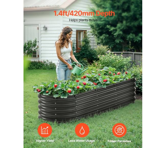 Metalinė pakelta lysvė 200x60x42 cm pilka1