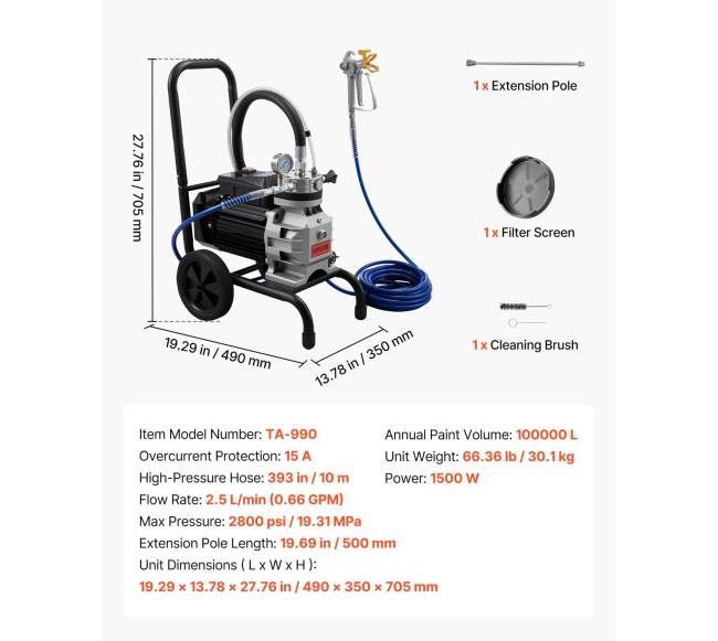 Elektrinis beoris dažų purkštuvas 1500 W, 2800 psi6