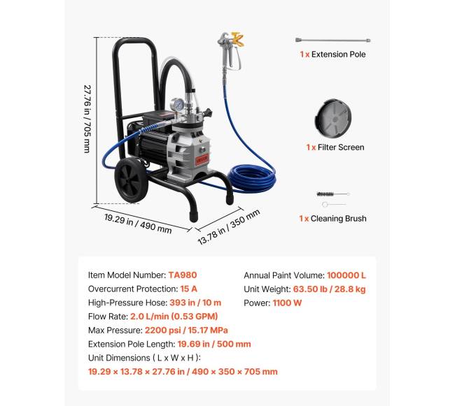 Diafragminis beoris dažų purkštuvas, 1100 W6