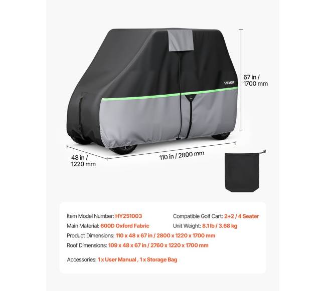 Golfo vežimėlio uždangalas 2+24 keleiviams6