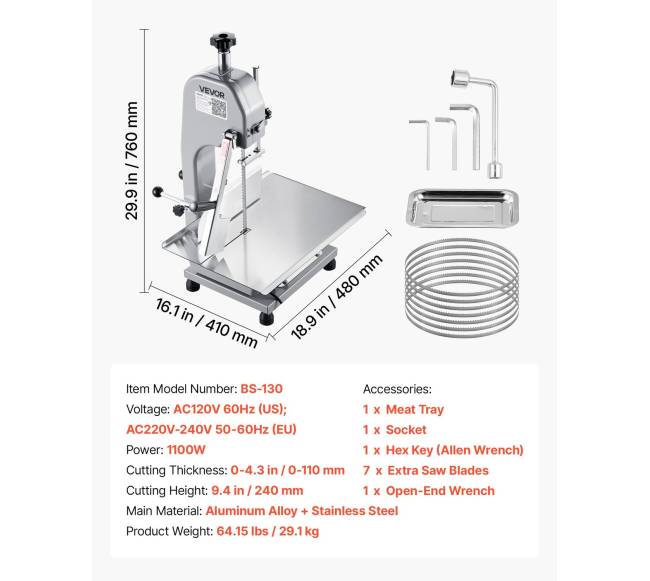 Elektrinė mėsos pjūklo mašina 1100W6