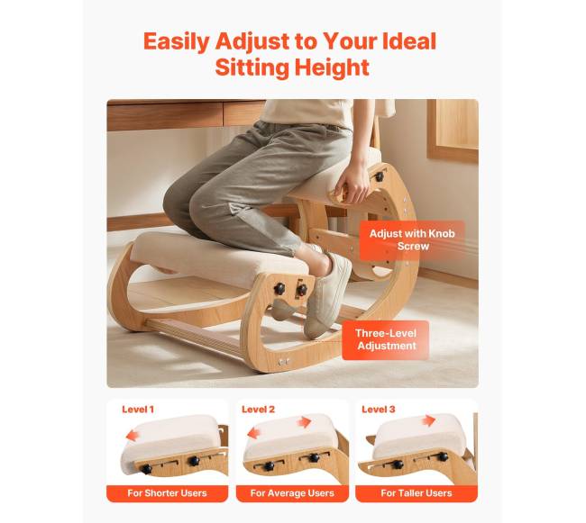 Ergonomiška kėdė, medinė nuleidžiama kėdė3