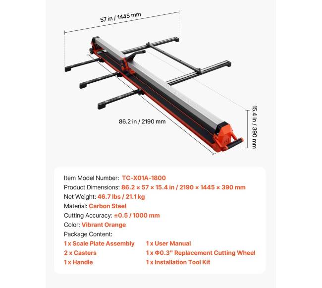 1800 mm rankinis plytelių pjaustiklis6