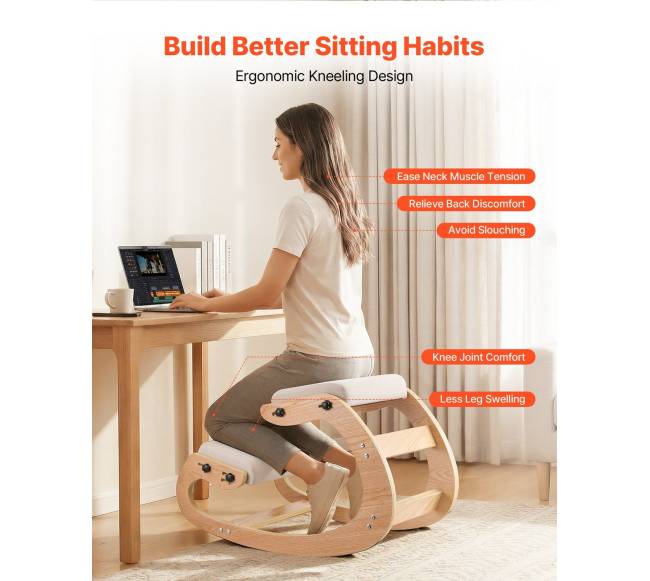 Ergonominė medinė kėdė su reguliuojamu porolonu1