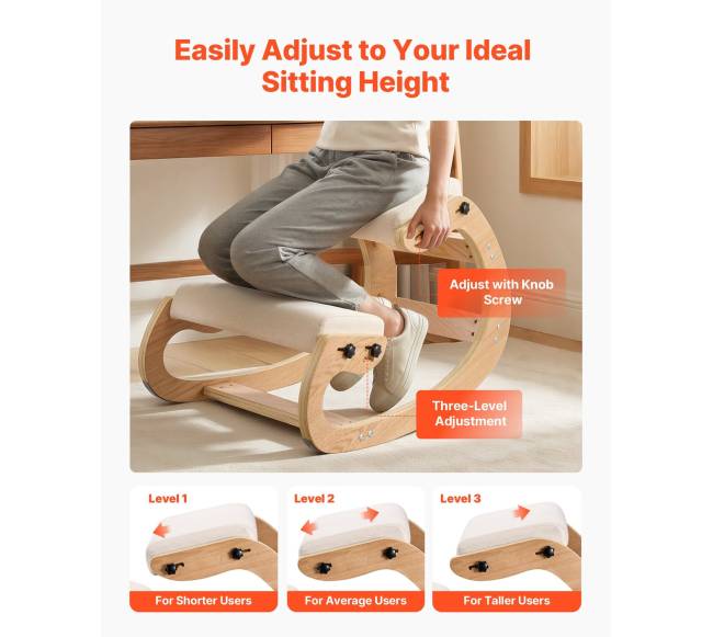 Ergonominė medinė kėdė su reguliuojamu porolonu3