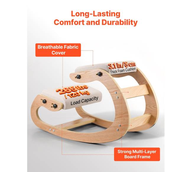 Ergonominė medinė kėdė su reguliuojamu porolonu4