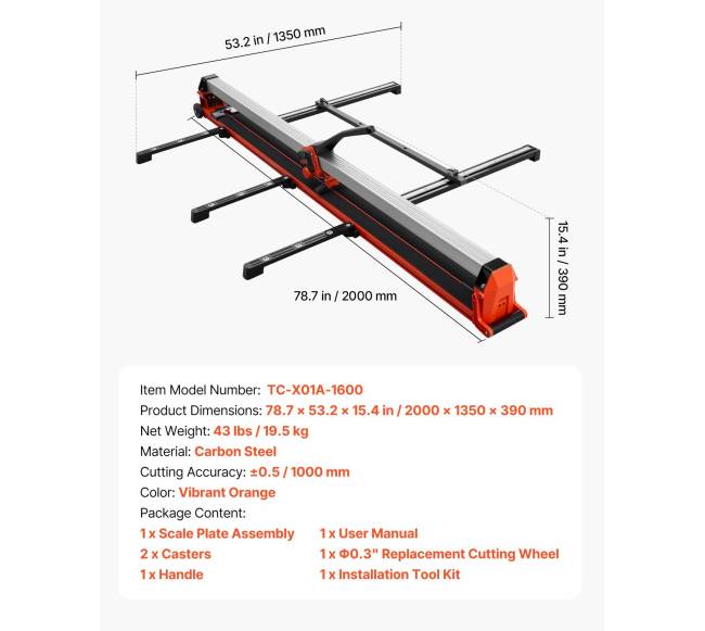 Rankiniu būdu keramikos plytelių pjaustyklė 1600 mm6