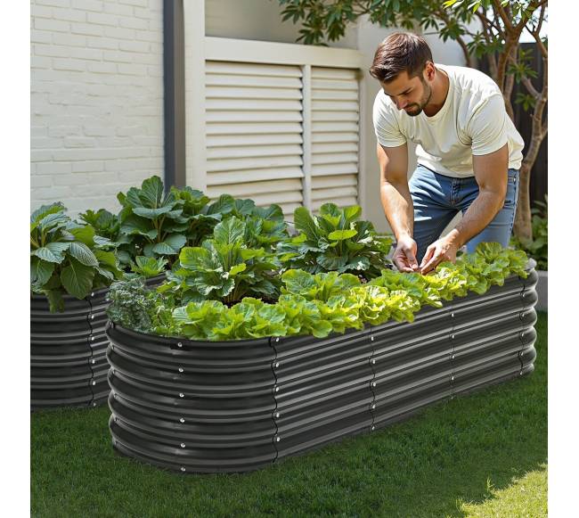 Metalinė pakelta lysvė 200x60x42 cm pilka7