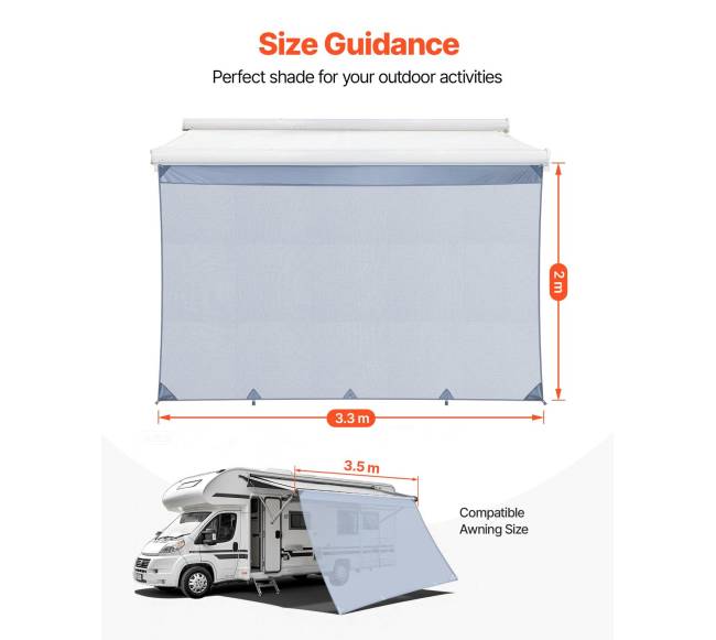 Rv markizės nuo saulės ekranas 2 x 3,3 m2